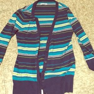 XL blue/green striped Aeropostale vintage cardigan